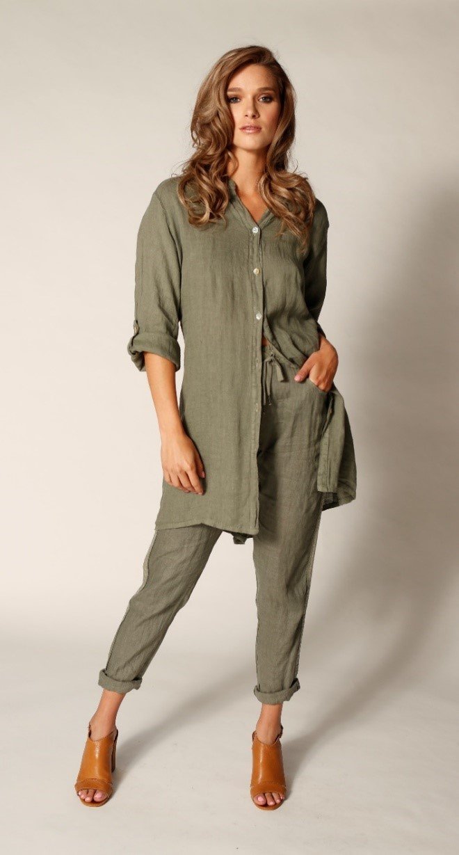 Long Linen Tunic With Back Lace
